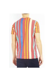 Brave Soul Mens Striped Crew Neck T Shirt (Red Stripe)