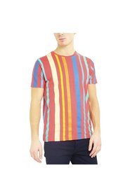 Brave Soul Mens Striped Crew Neck T Shirt (Red Stripe) - Red Stripe