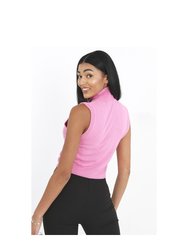 Brave Soul Womens Cashmilon Turtle Neck Crop Top (Bubble Gum)