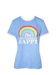 Brave Soul Womens/Ladies Do What Makes You Happy T-Shirt (Blue) - Blue