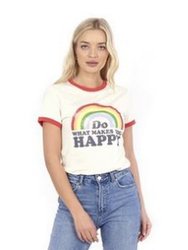 Brave Soul Womens/Ladies Do What Makes You Happy T-Shirt (Cream)