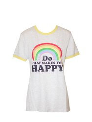 Brave Soul Womens/Ladies Do What Makes You Happy T-Shirt - Grey
