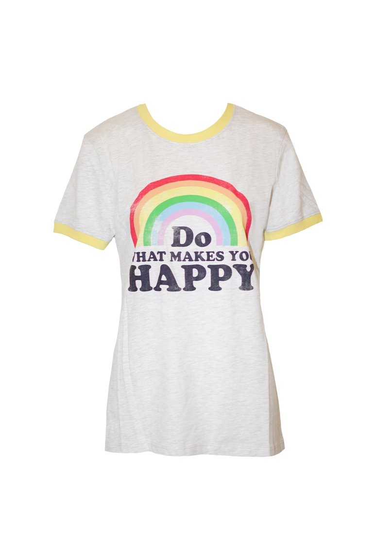 Brave Soul Womens/Ladies Do What Makes You Happy T-Shirt - Grey