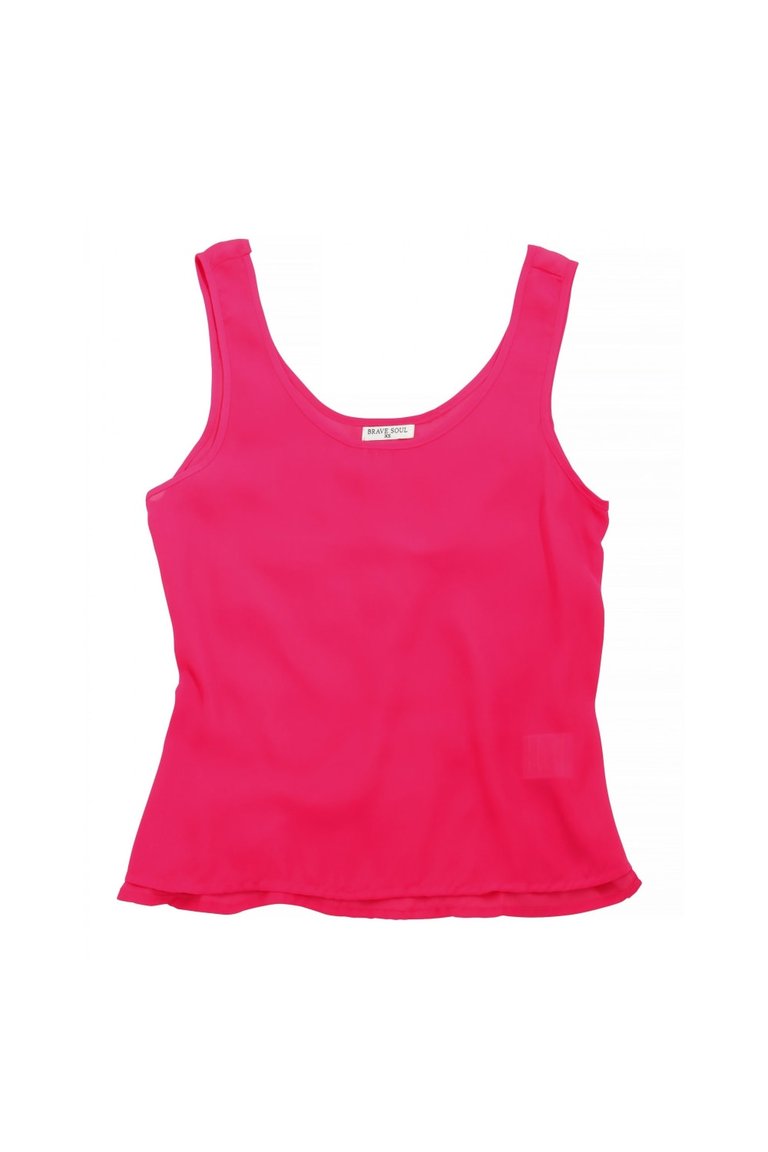 Brave Soul Womens/Ladies Tayla Sheer Loose Fit Summer Vest (Bubblegum Pink) - Bubblegum Pink