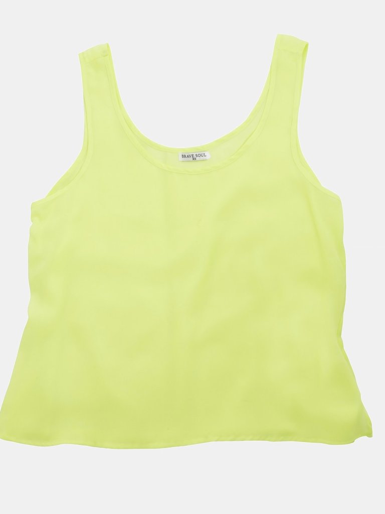 Brave Soul Womens/Ladies Tayla Sheer Loose Fit Summer Vest (Lime) - Lime