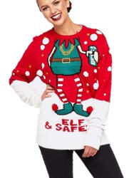 Mens Elf & Safety Christmas Jumper - Red/White - Red/White