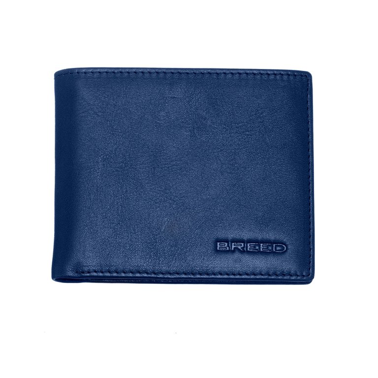 Locke Genuine Leather Bi-Fold Wallet - Navy