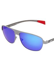Breed Hardwell Titanium And Carbon Fiber Polarized Sunglasses - Silver/Blue