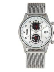 Breed Andreas Mesh-Bracelet Watch w/ Date - Silver