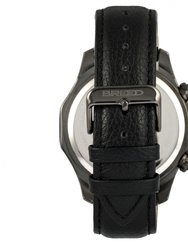 Breed Lacroix Chronograph Leather-Band Watch - Gunmetal/Black