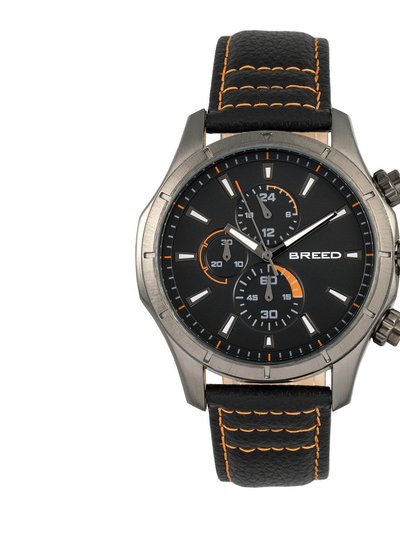 Breed Watches Breed Lacroix Chronograph Leather-Band Watch - Gunmetal/Orange product