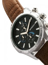 Breed Lacroix Chronograph Leather-Band Watch - Silver/Brown