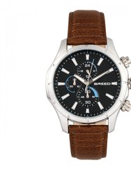 Breed Lacroix Chronograph Leather-Band Watch - Silver/Brown