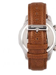 Breed Lacroix Chronograph Leather-Band Watch - Silver/Brown