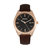 Breed Louis Leather-Band Watch w/Date - Rose Gold/Black