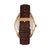 Breed Louis Leather-Band Watch w/Date - Rose Gold/Black