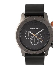 Breed Manuel Chronograph Leather-Band Watch w/Date - Gunmetal/Black