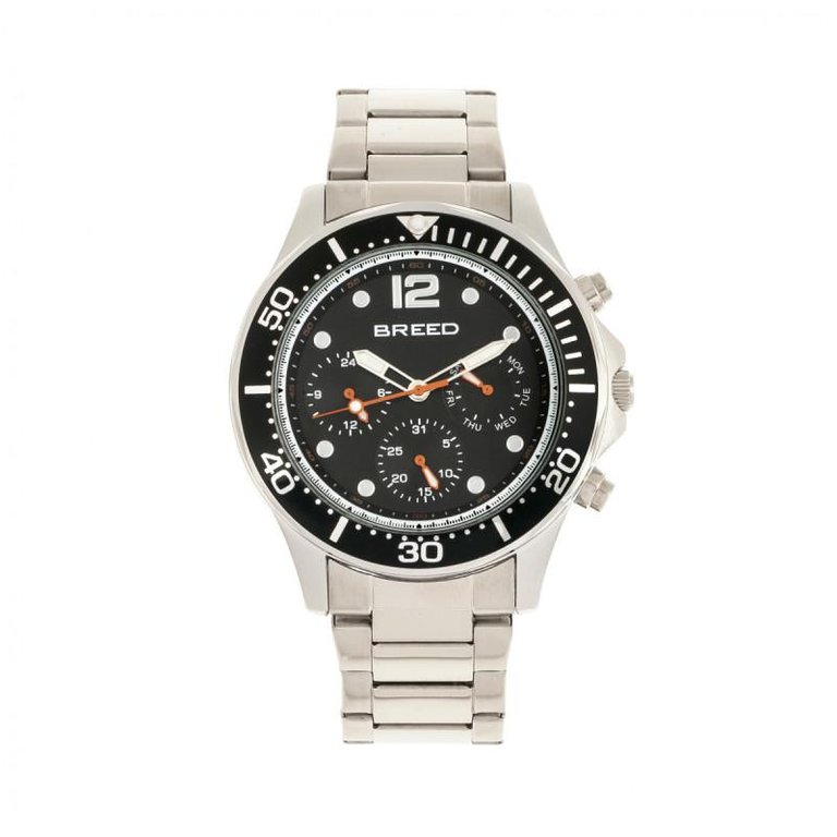 Breed Pegasus Bracelet Watch w/Day/Date - Black/Silver