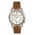 Breed Regulator Leather-Band Watch w/Second Sub-dial - Tan/White