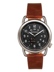 Breed Regulator Leather-Band Watch w/Second Sub-dial - Brown/Black