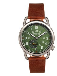 Breed Regulator Leather-Band Watch w/Second Sub-dial - Brown/Green