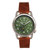 Breed Regulator Leather-Band Watch w/Second Sub-dial - Brown/Green