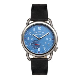 Breed Regulator Leather-Band Watch w/Second Sub-dial - Black/Blue