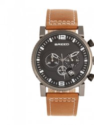 Breed Ryker Chronograph Leather-Band Watch w/Date - Camel/Gunmetal