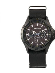 Dixon Leather-Band Watch With Day/Date - Black