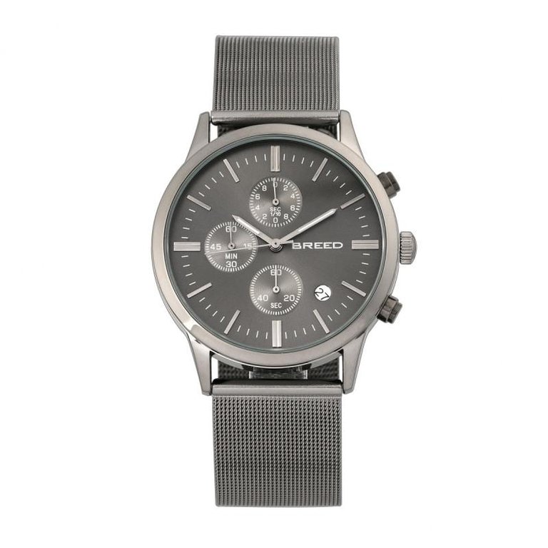 Espinosa Chronograph Mesh-Bracelet Watch With Date - Gunmetal/Black