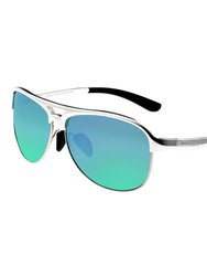 Jupiter Aluminium Polarized Sunglasses - Silver/Blue-Green