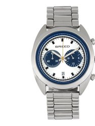 Racer Chronograph Bracelet Watch With Date - Silver/Blue (Bracelet Band)