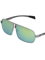 Sagittarius Titanium Polarized Sunglasses - Silver/Gold-Green