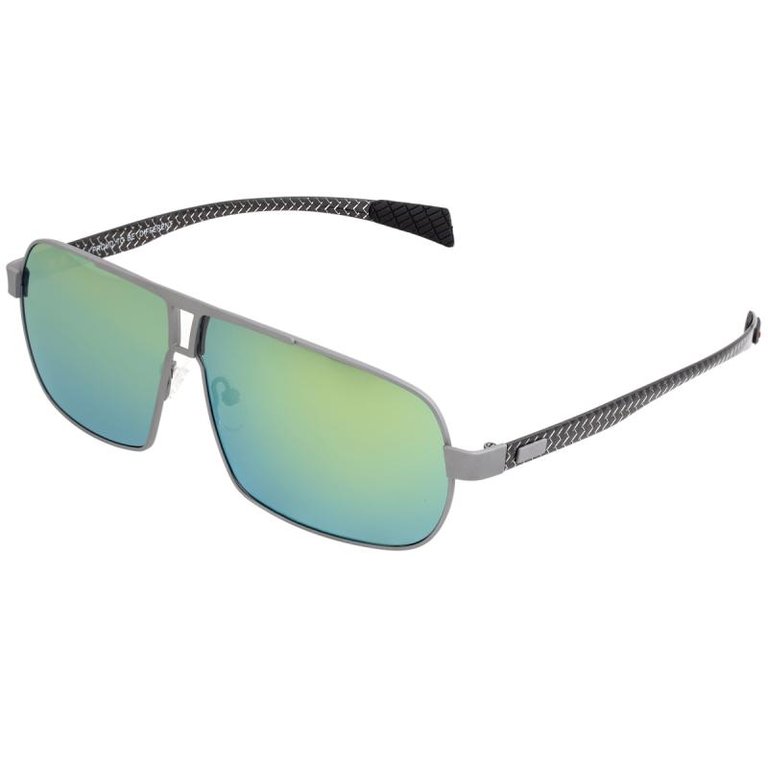 Sagittarius Titanium Polarized Sunglasses - Silver/Gold-Green