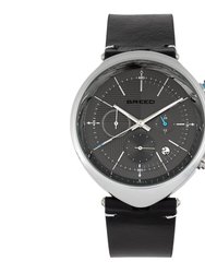 Tempest Chronograph Leather-Band Watch With Date - Black/Grey