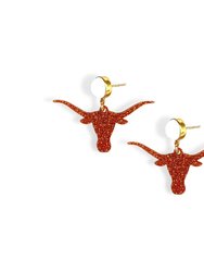 Glitter Mini Texas Longhorn Earrings