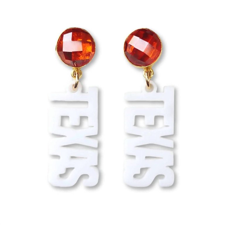 Mini Texas Proud With Mandarin Garnet Gemstones Earrings - White Acrylic