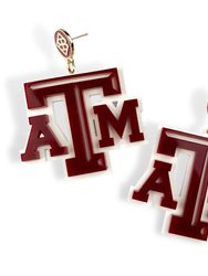 Texas A&M Logo Earrings - Maroon And White