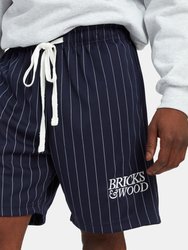 Navy Pinstripe Shorts