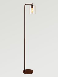 Elizabeth LED Floor Lamp with Glass Shade - Bronze