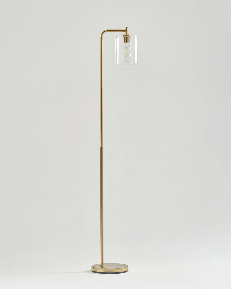 Elizabeth LED Floor Lamp with Glass Shade - Brass