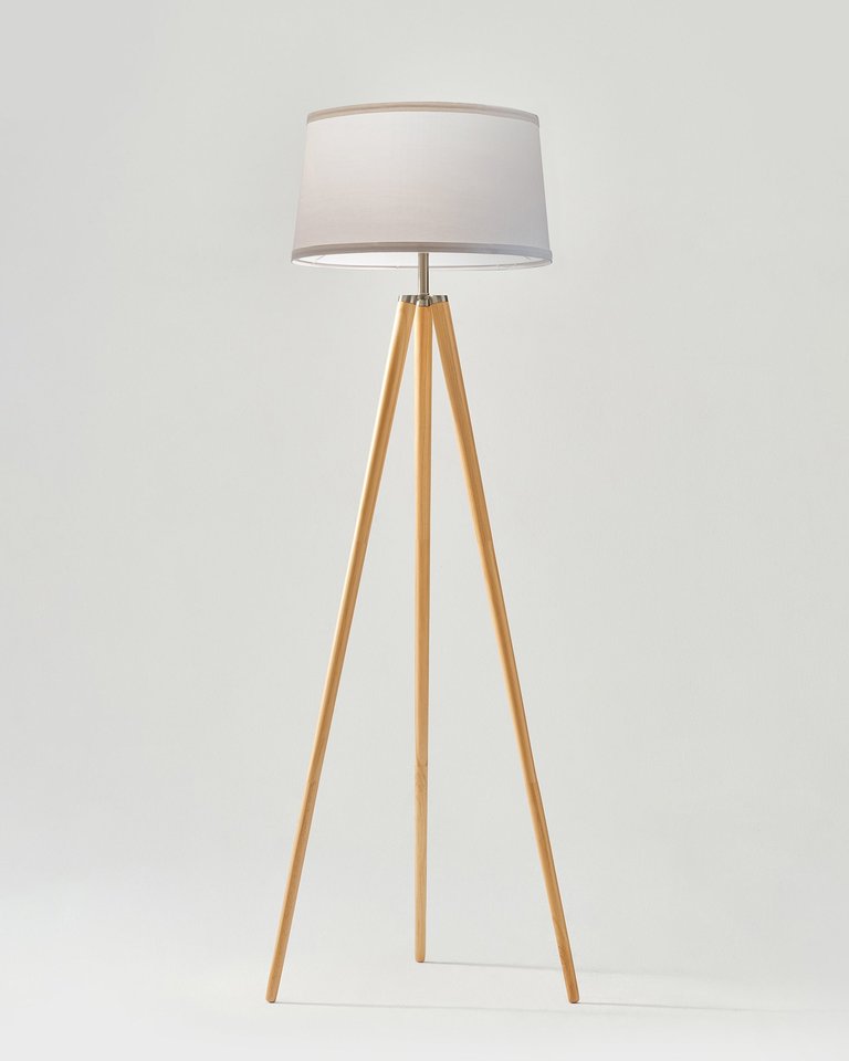 Emma LED Floor Lamp - Natural Wood