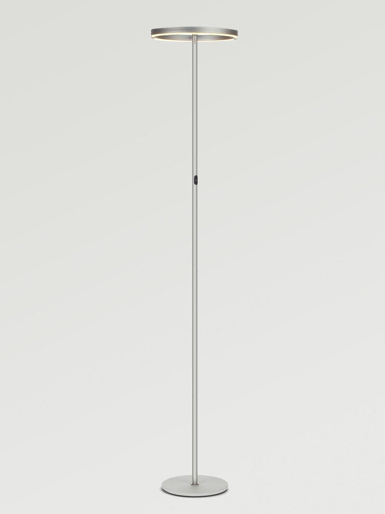 Halo Split LED Modern Torchiere Floor Lamp - Platinum Silver