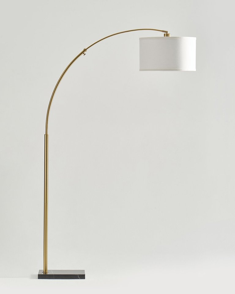 Logan LED Arc Floor Lamp - Antique Brass