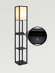 Maxwell Wireless Charger LED Shelf Floor Lamp - Brown