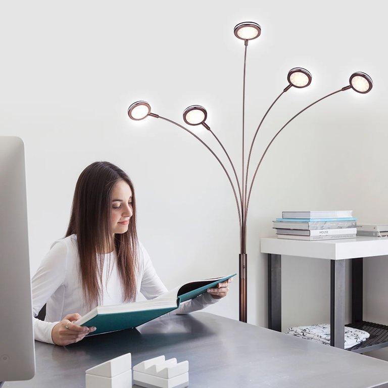 Orion 5 LED Arc Floor Lamp with 5 Lamp Heads