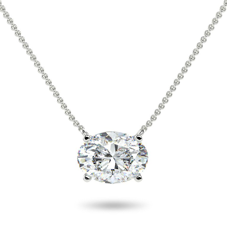 Sirius Oval Necklace - Multiple Sizes - White Gold