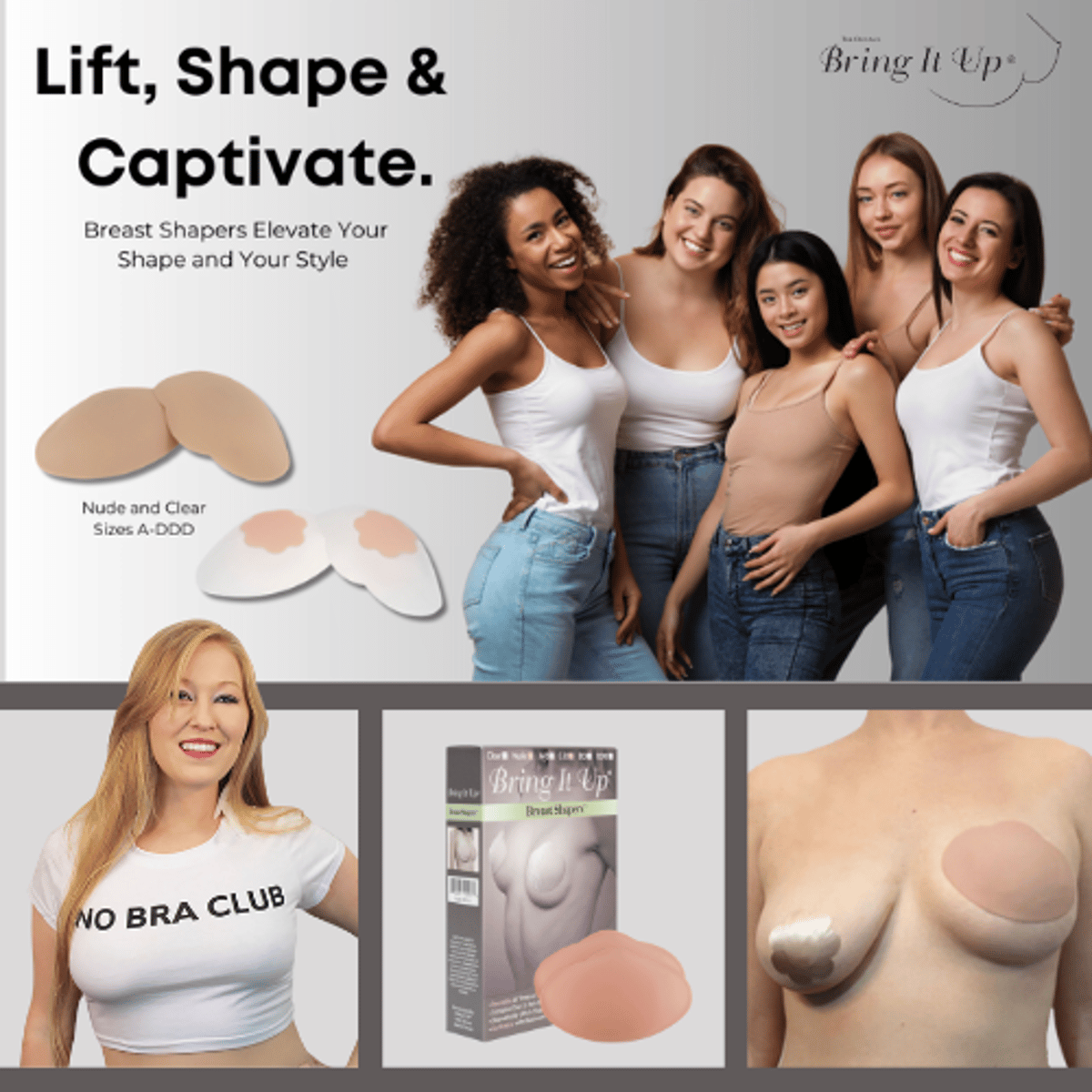 Bring It Up Clear Breast Shapers™ Clear A/B and C/D