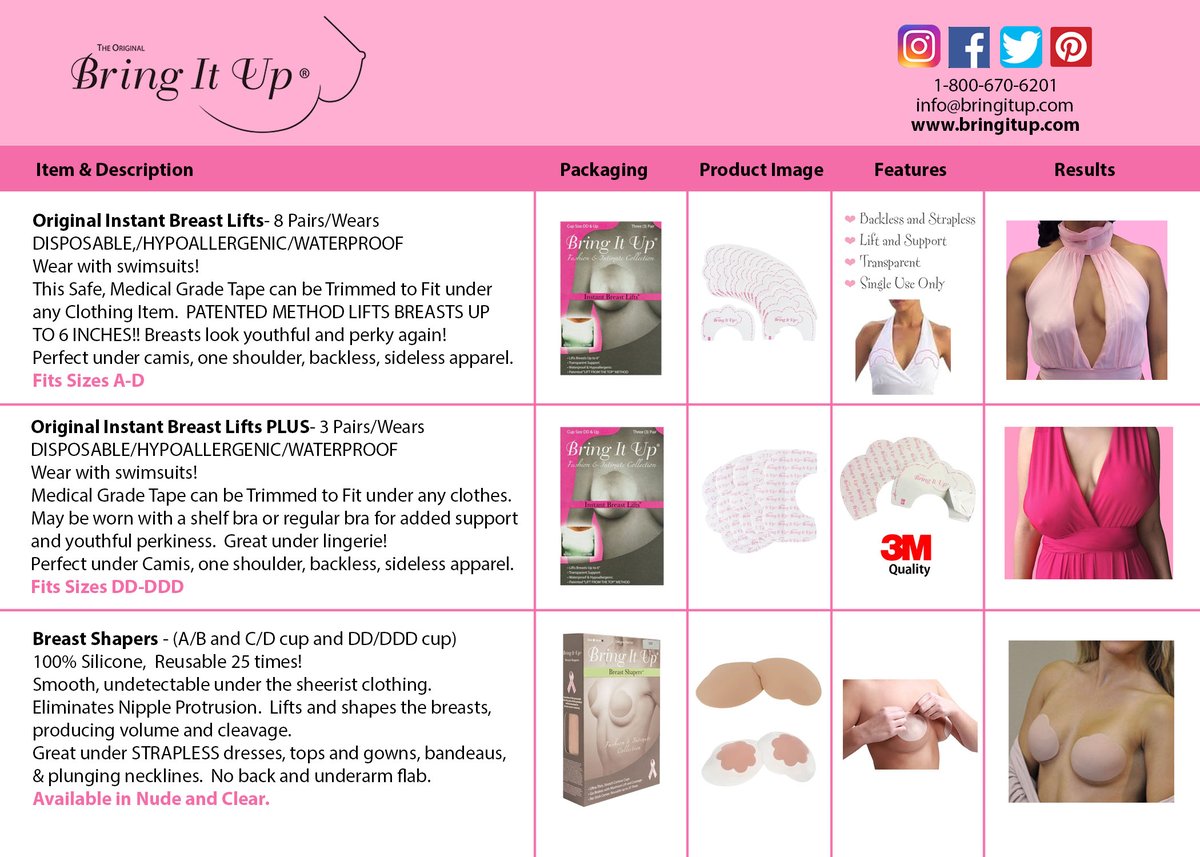  Bring It Up Instant Breast Lift-Cup Size DD & up 3 Pairs,  Waterproof Boob Tape/Sticky Bra - Works Great with Backless Bra or  Strapless Bra Nude : Clothing, Shoes & Jewelry
