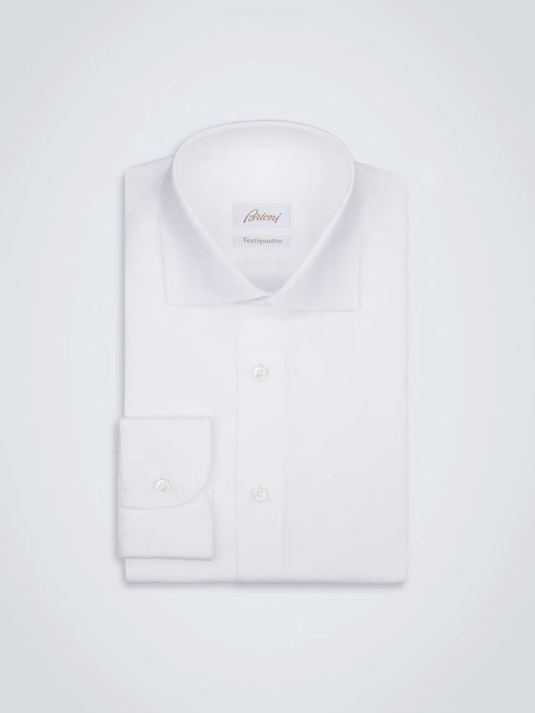 Essential White Ventiquattro Cotton Formal Shirt - White